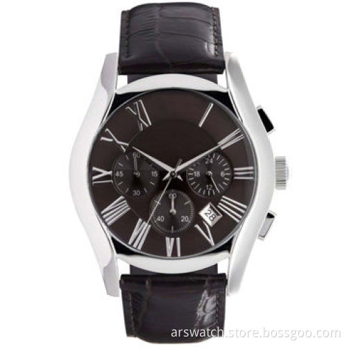 Luxury Metal Watch for Men, Stainless Steel Case, Genuine Leather Band, WaterproofNew